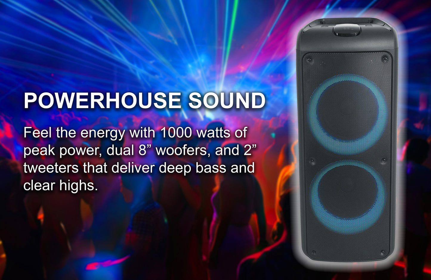 ROCK PARTY 9 Party Speaker Karaoke Bundle with Wireless Microphones