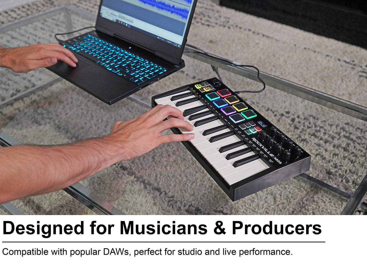 M25 Black Wireless MIDI Keyboard 25-Key + MCB16 Controller Bag Bundle