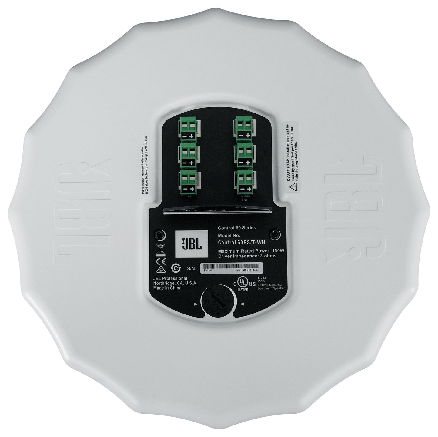 2) JBL Control 60PS/T C60 Commercial 70v White Pendant Subwoofers+Amp C60PS/T-WH