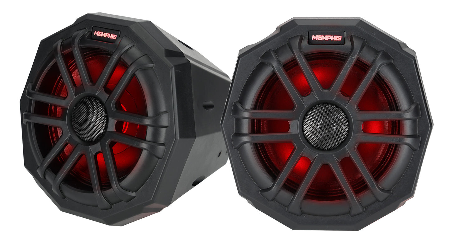 Memphis TLN65FE Speakers in Pod Enclosures+Tower Speakers Fits Honda Talon 2019+