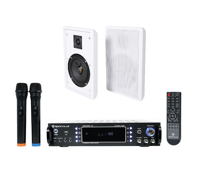 RockSlim White + RPA70WBT Karaoke Amplifier Bundle