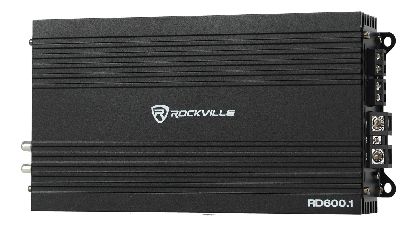 RD600.1 Mono Amplifier + 4 Gauge Amp Wiring Kit Bundle