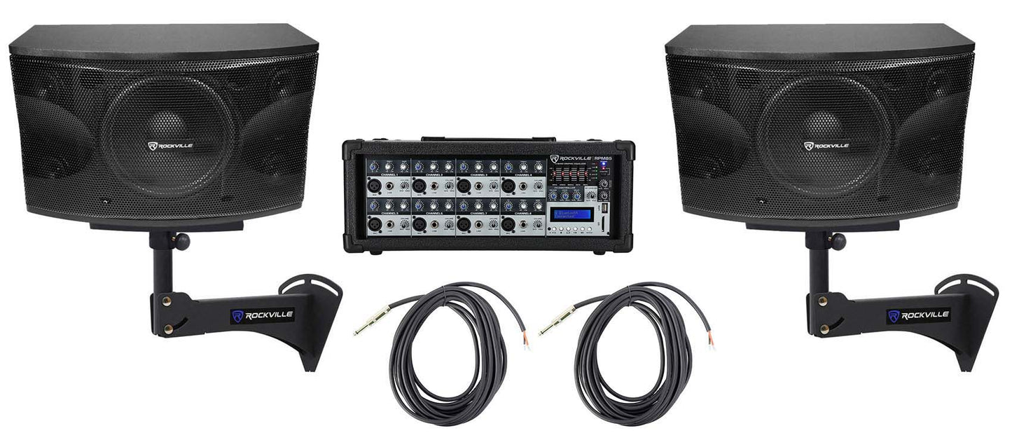 KPS12 12" Speakers 2-Pack + RPM85 Mixer + Wall Mounts Bundle