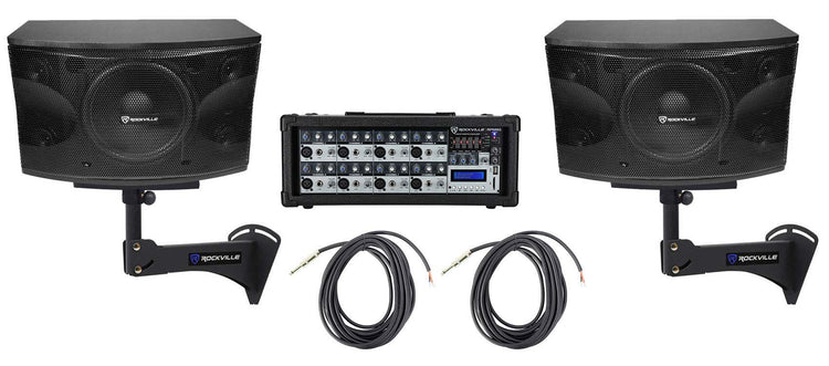 KPS12 12" Speakers 2-Pack + RPM85 Mixer + Wall Mounts Bundle