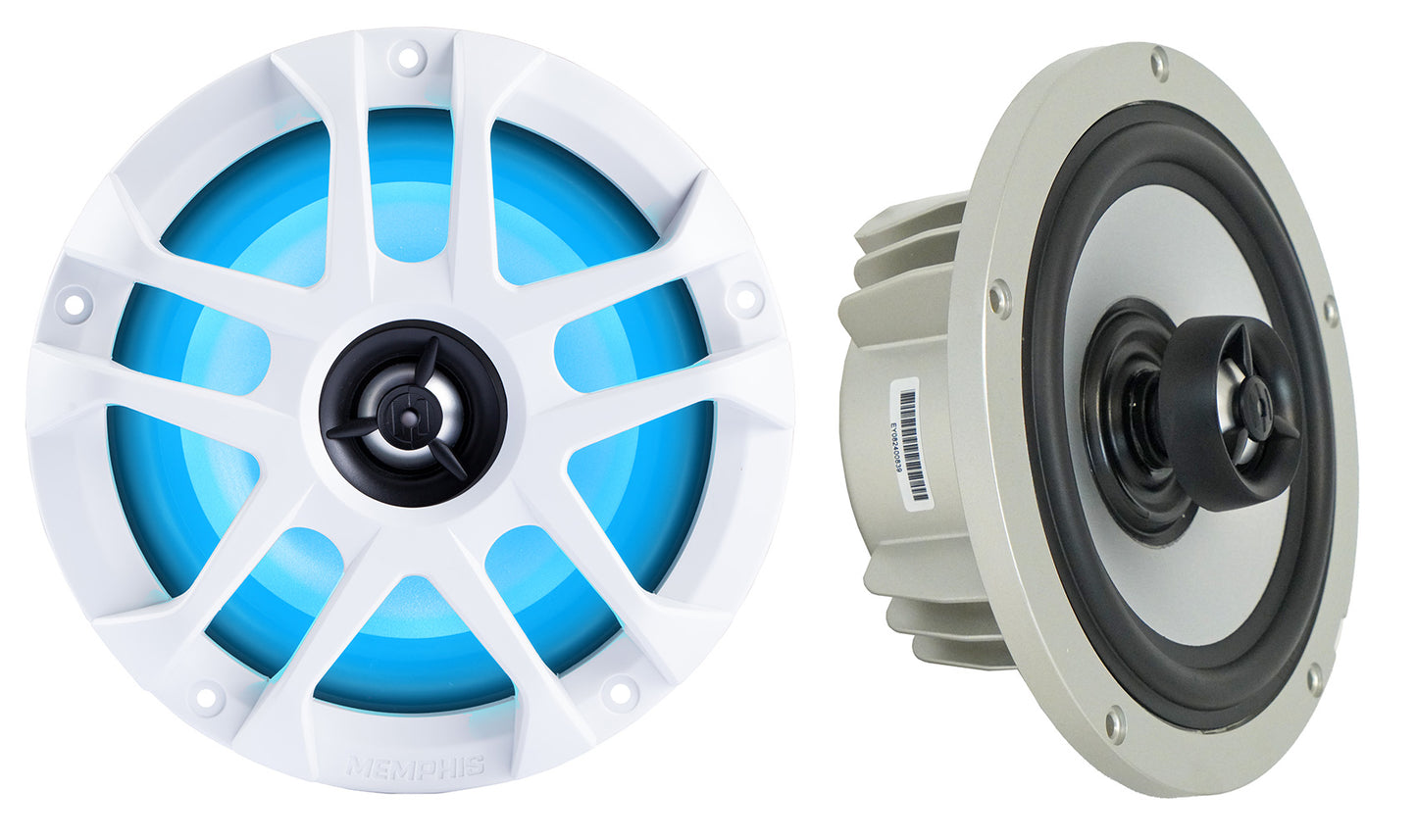 Pair Memphis Audio MXA60L 100w 6.5" Marine Boat Wakeboard Tower Speakers w/LED