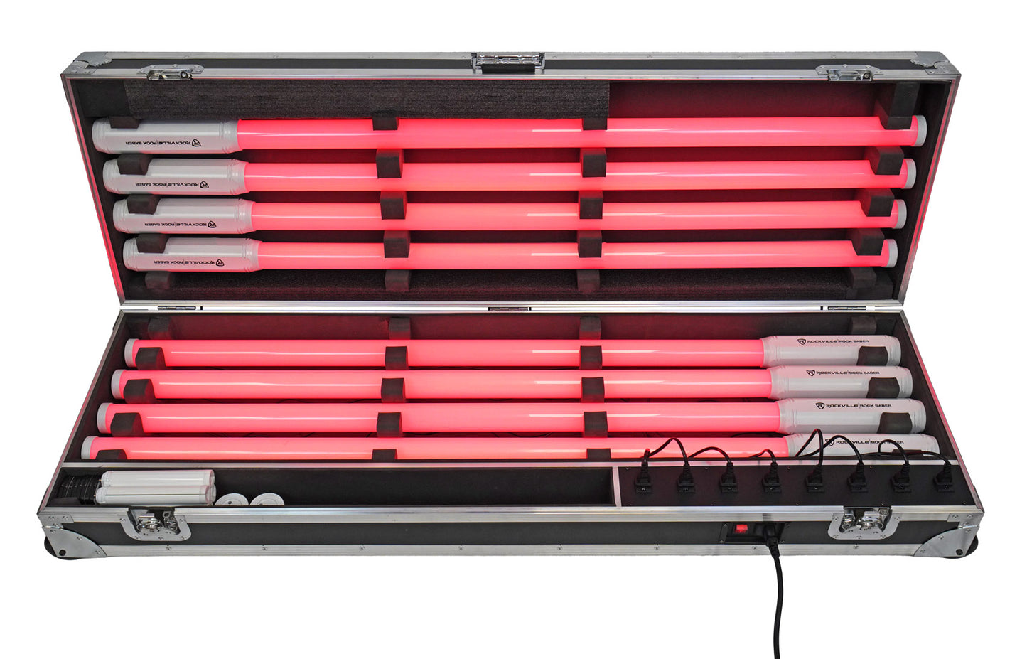 ROCK SABER White 8-Pack + ROCKFORCE W4 DMX Controller Bundle