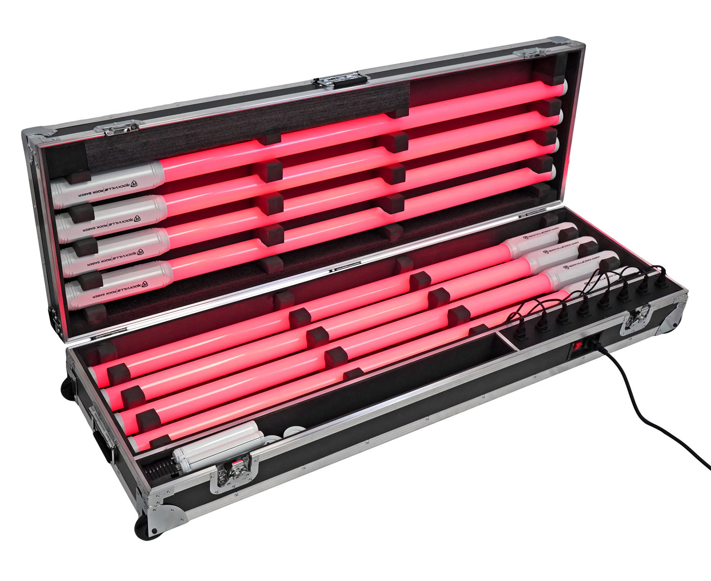 ROCK SABER White 8-Pack + ROCKFORCE W4 DMX Controller Bundle