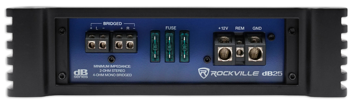 dB25 2-Channel Amplifier + 4 AWG Amp Kit Bundle