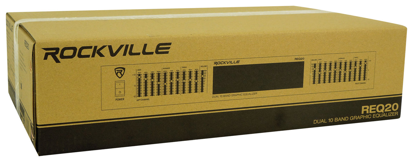 REQ20 Dual 10-Band EQ + RCDR10B 10' Dual RCA Cable Bundle