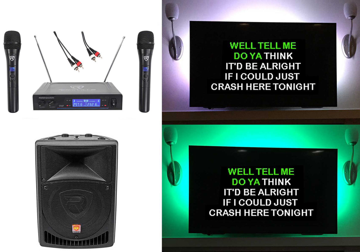 RPG8 Powered Karaoke Speaker + Dual Wireless Microphones Bundle