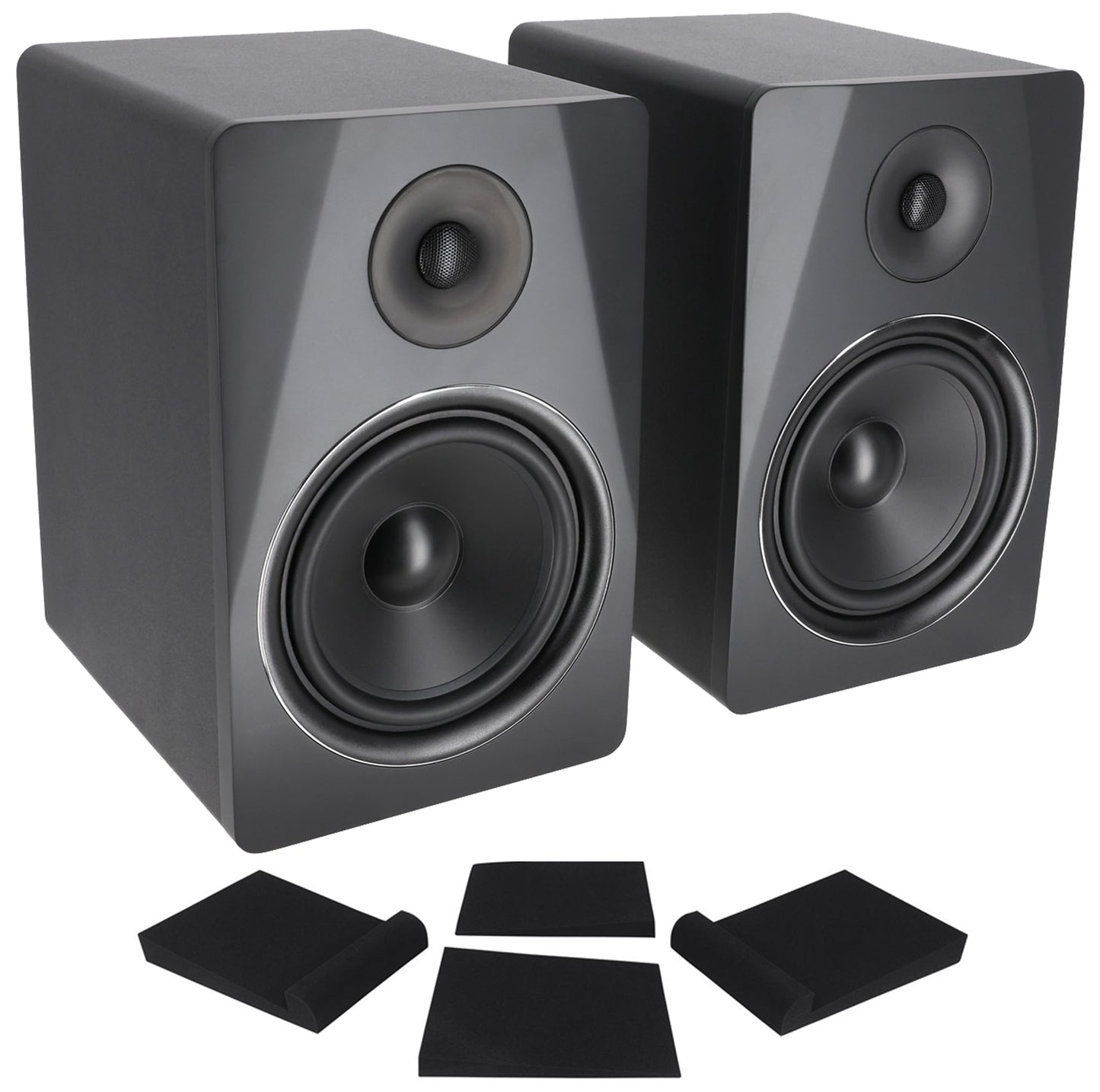 APM8B Black Speakers + RRS263M Isolation Pads Bundle