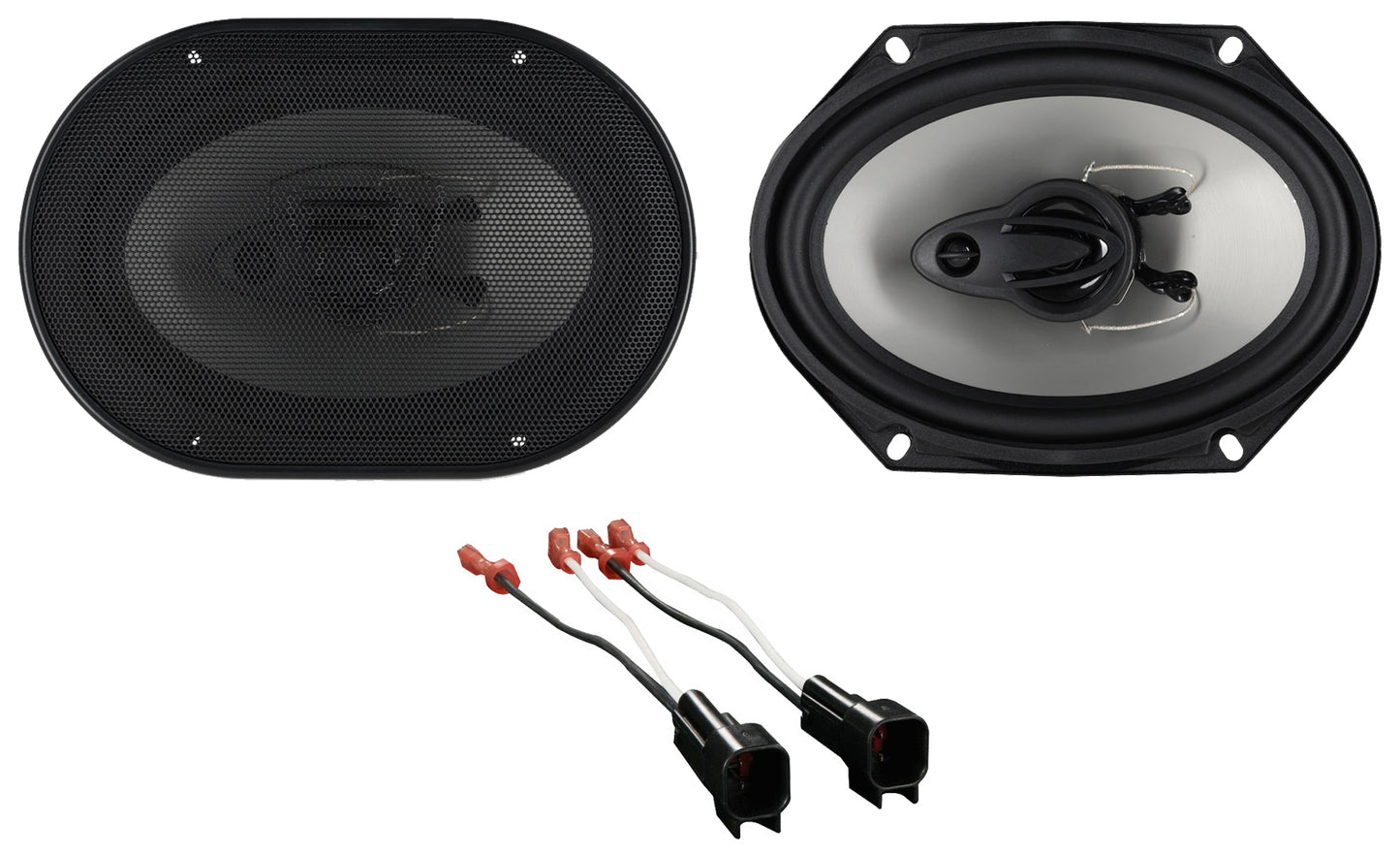 RV68.3A 6x8 Car Speakers 2-Pack + Ford Speaker Harness Bundle