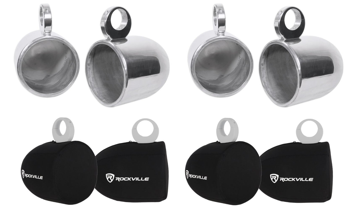 MAC90S 8" Silver Speaker Pods 2-Pack + RWBC90 Covers Bundle