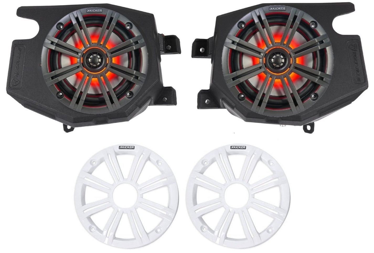 Kicker 6.5" LED Kick Panel Speakers fits 2014-2023 Polaris RZR / XP