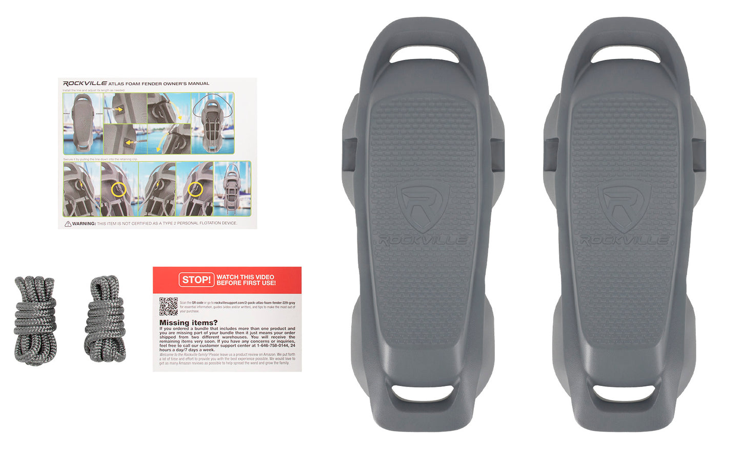 Atlas Foam Fender Gray 2-Pack