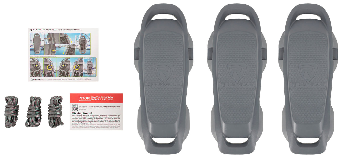 Atlas Foam Fender Gray 3-Pack