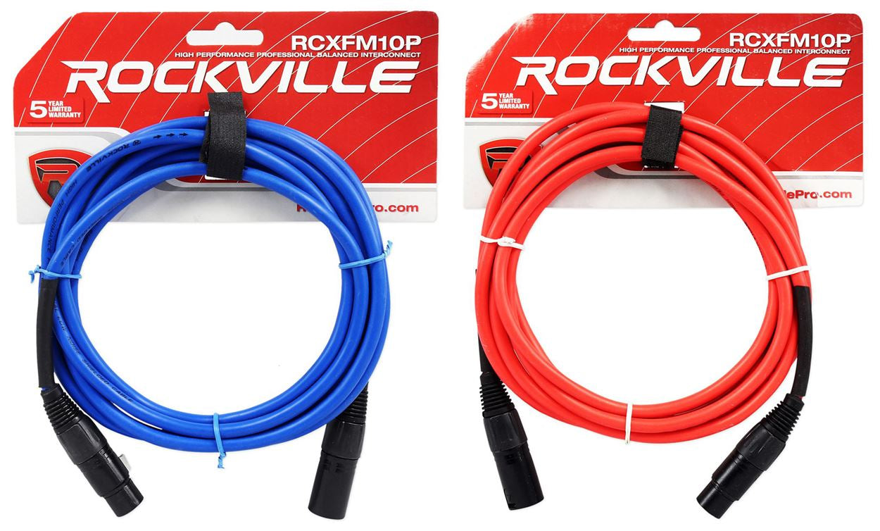 RCXFM10P 10' XLR 2-Pack Red/Blue Bundle