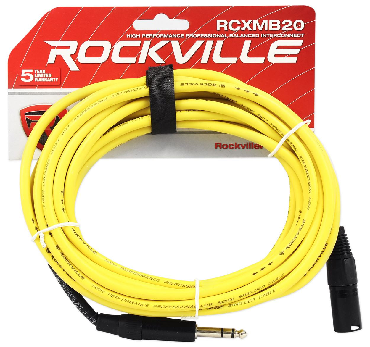 REAN XLR Male to 1/4" TRS 20' Cables 4-Pack (4 Colors) Bundle