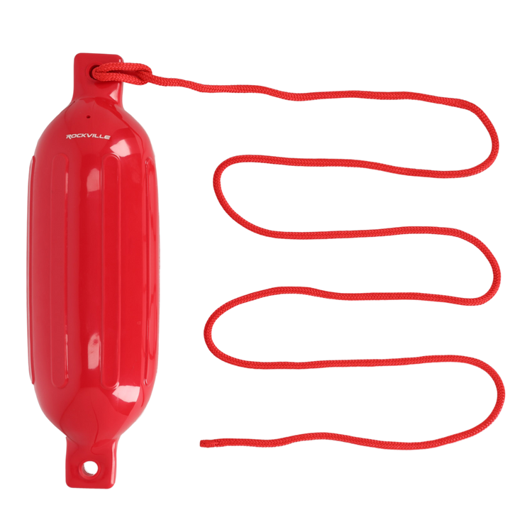 Red buoy with a rope on a white background