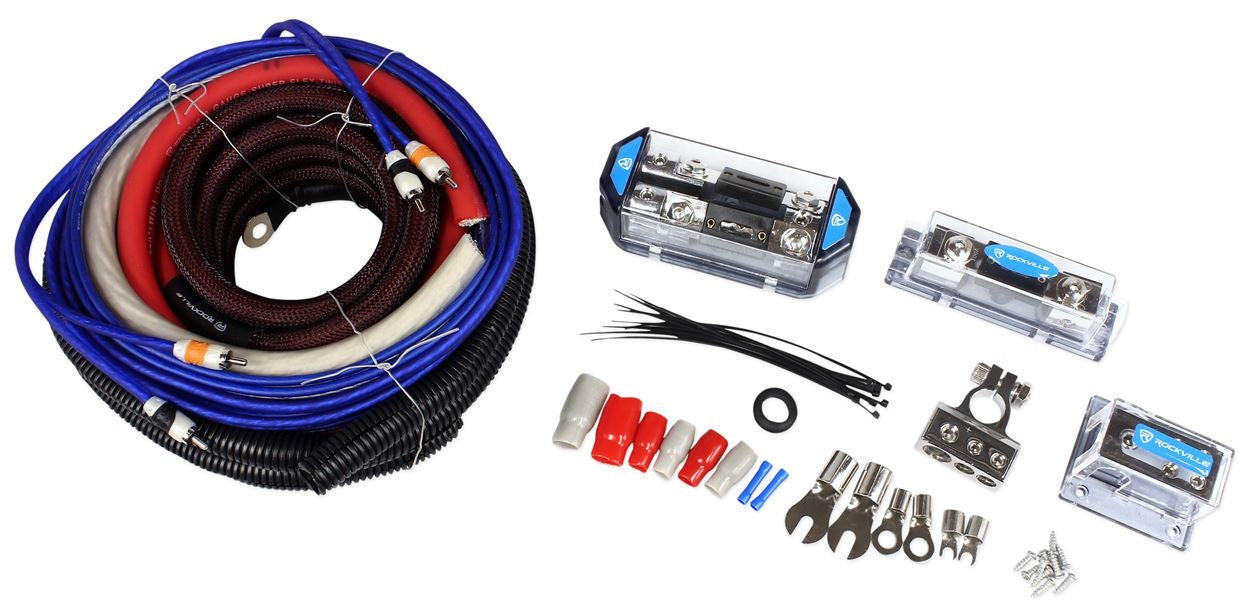 Dual Amp Install Kit + 4 Farad Power Capacitor Bundle