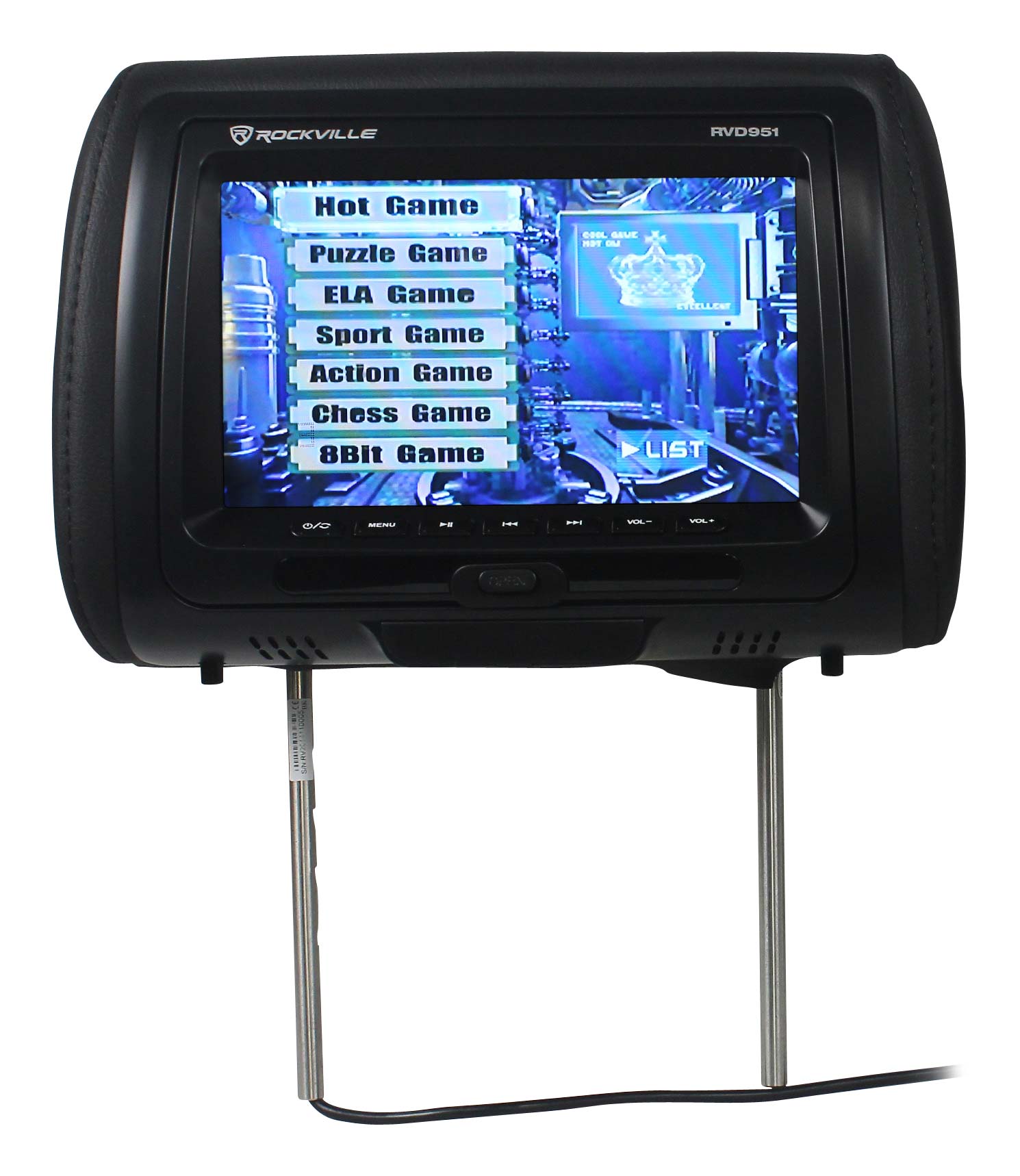 9" Headrest Monitors Black + Dual IR Headphones Bundle