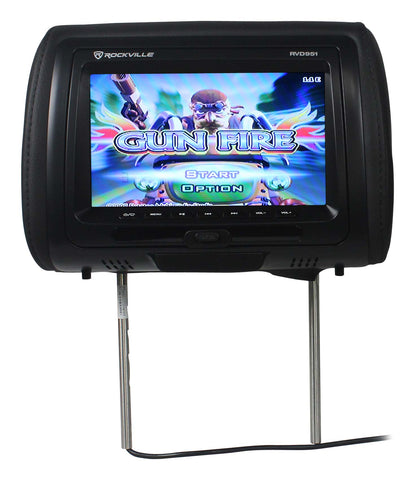 9" Headrest Monitors Black + Dual IR Headphones Bundle