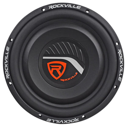 (2) Rockville W10T4-S4 10" Shallow Mount 2400W Car Subwoofers + Sealed Enclosure