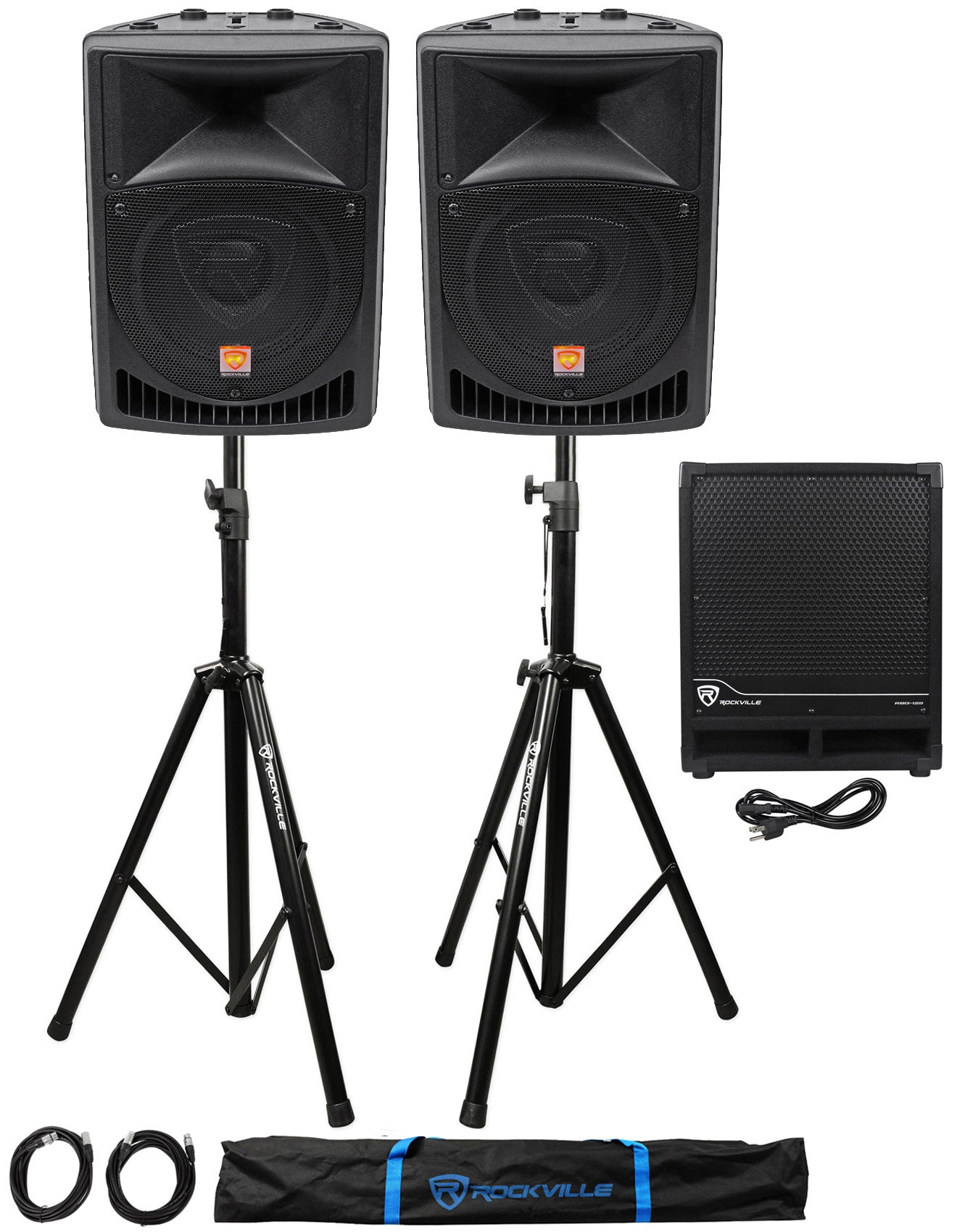 RPG8 2-Pack + RBG12S Subwoofer + Stands Bundle