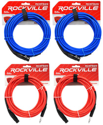 RCXFB25 25' XLR-F to TRS 4-Pack Red/Blue Bundle