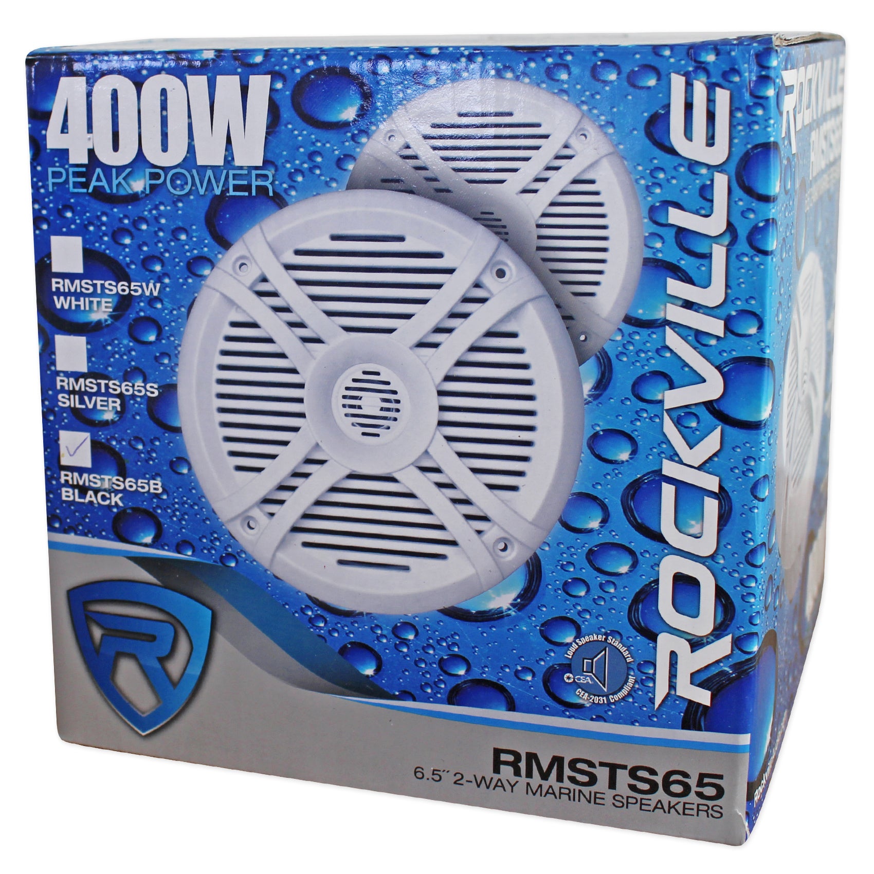 RMSTS65B Black 6.5" Marine Speakers 2-Pack + RWB90B 8" Tower Speakers Bundle