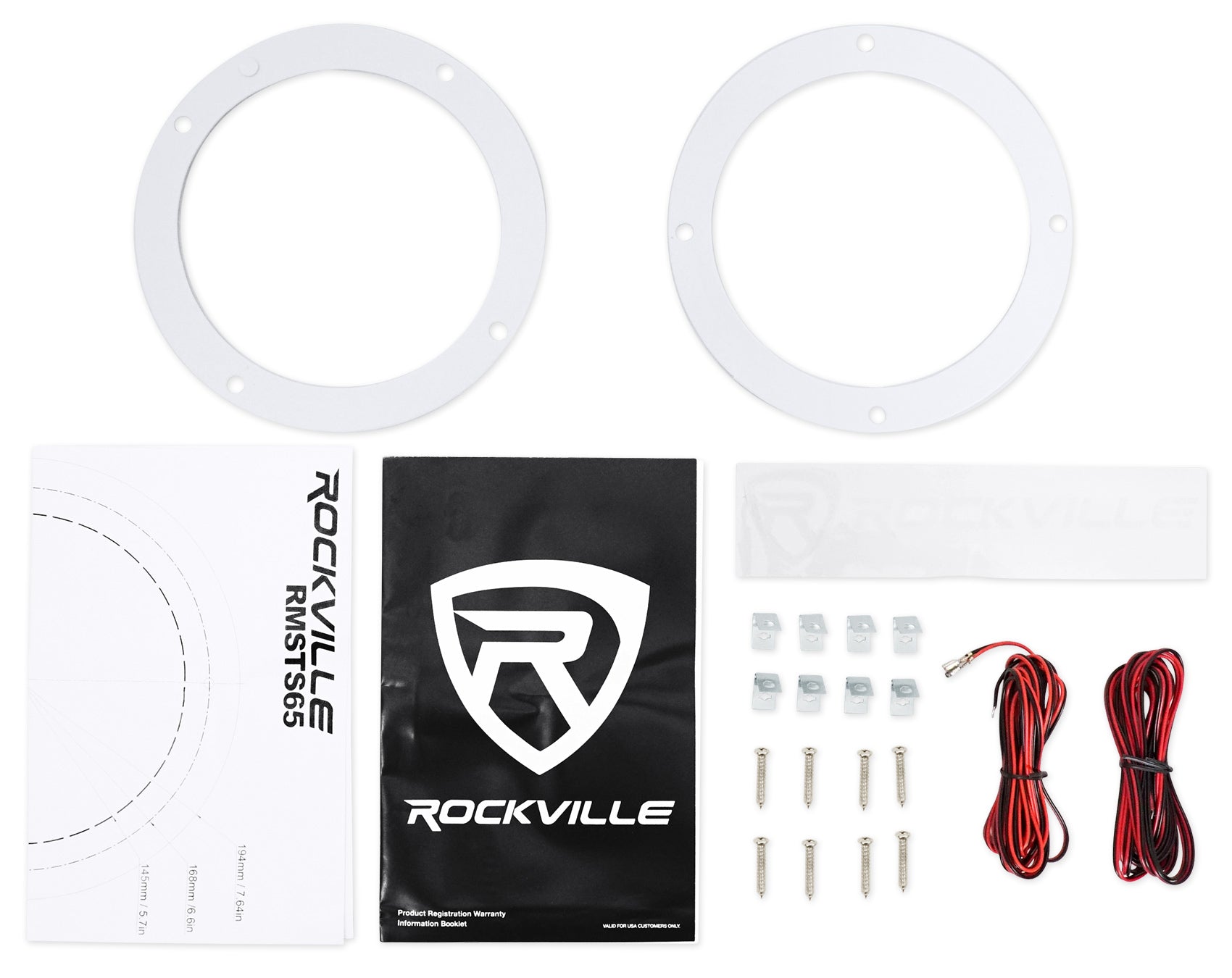 RMSTS65W White 6.5" Marine Speakers 4-Pack + KRYPTON MF4 Amplifier Bundle