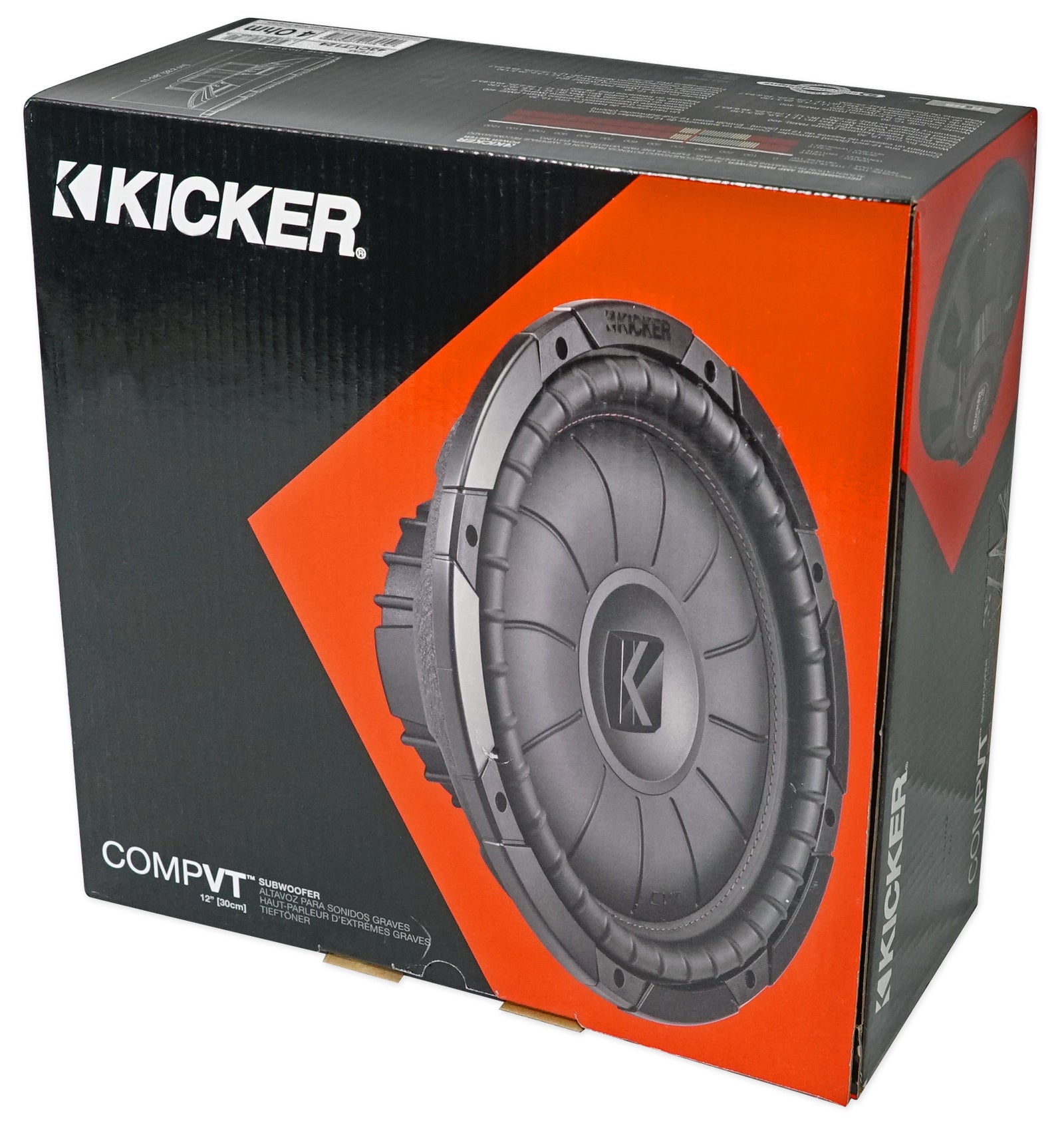 Kicker 43CVT124 COMPVT 12" 800 Watt Car Subwoofer + Vented Sub Box Enclosure