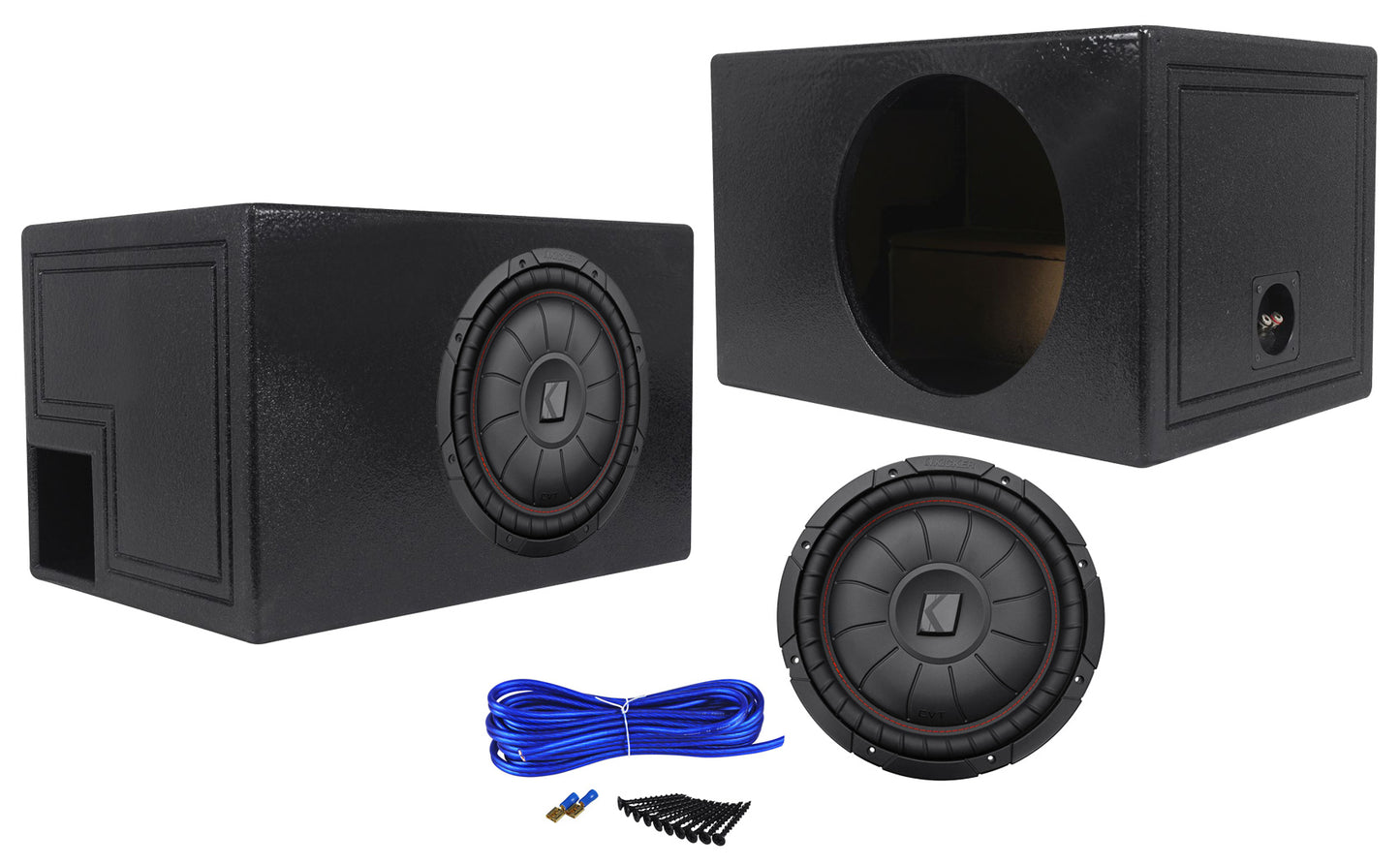 Kicker 43CVT124 COMPVT 12" 800 Watt Car Subwoofer + Vented Sub Box Enclosure