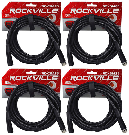 4 Chauvet DMX3P25FT 25 Foot DMX Lighting 3 Pin XLR Female to Male DMX Cables