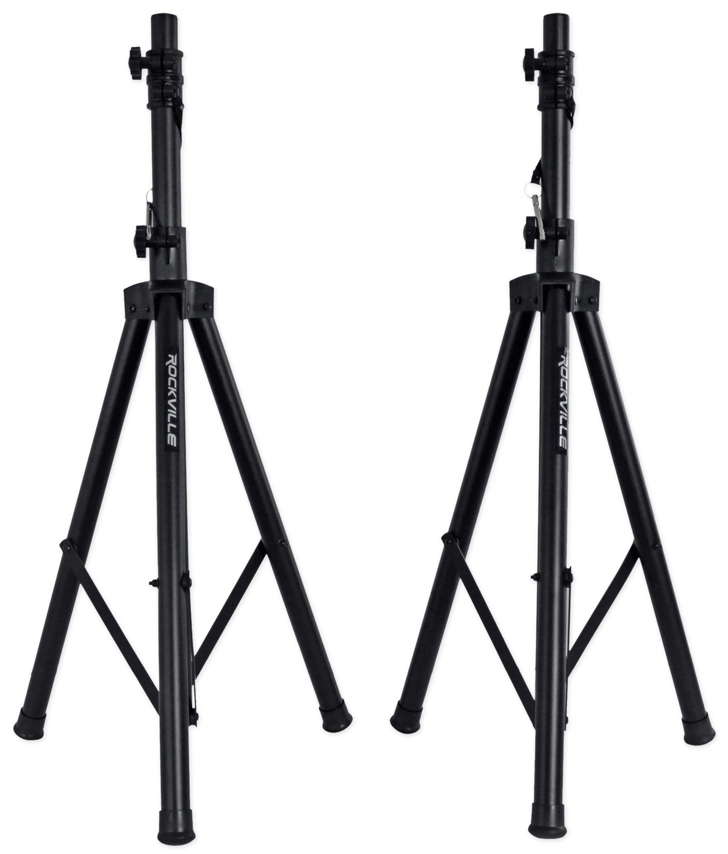 Pair Rockville Tripod DJ PA Speaker Stands Adjustable Height