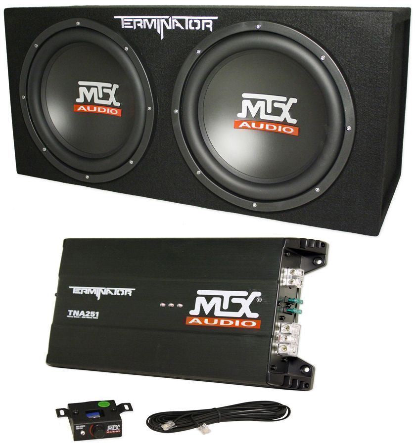 MTX Terminator TNP212D2 1200w Dual 12” Subwoofers/Box/Amp Package+Free Speaker !