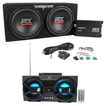 MTX Terminator TNP212D2 1200w Dual 12” Subwoofers/Box/Amp Package+Free Speaker !