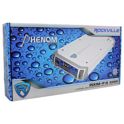 RMSTS80W White 8" Marine Speakers 4-Pack + KRYPTON MF4 Amplifier Bundle