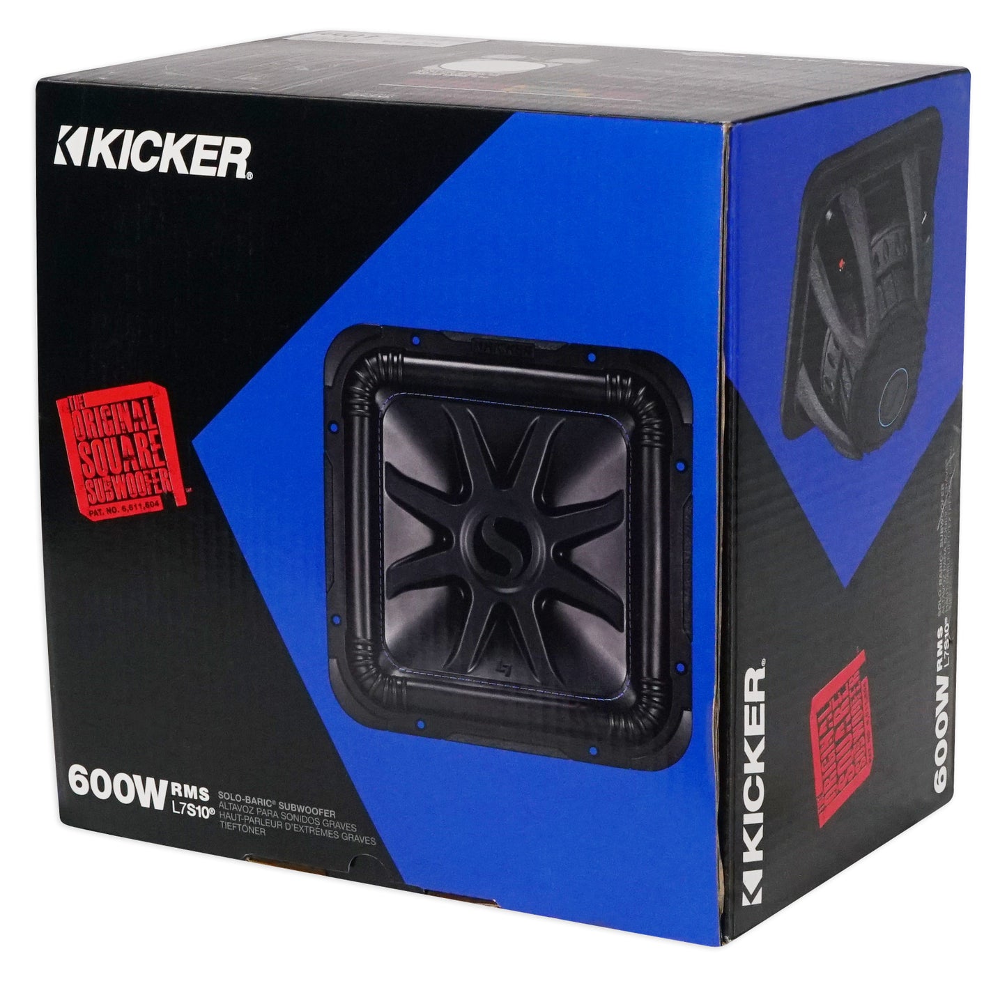 Kicker L7S104 10" Solo Baric L7S Square Car Subwoofer + Vented Sub Box Enclosure