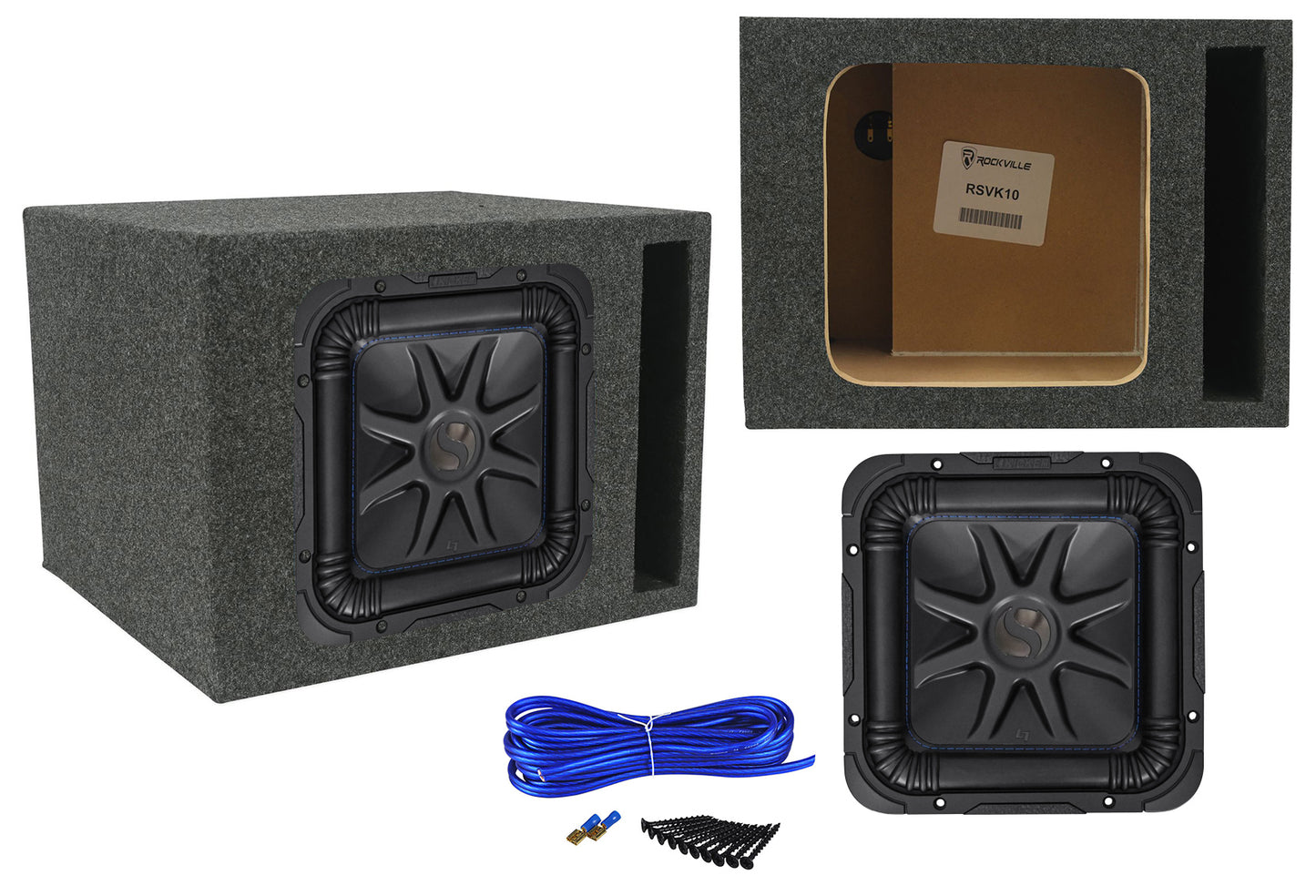 Kicker L7S104 10" Solo Baric L7S Square Car Subwoofer + Vented Sub Box Enclosure