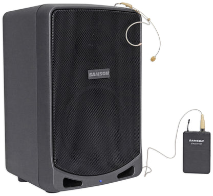 SAMSON XP106WDE 6" Rechargeable Bluetooth PA DJ Speaker+Stands+Headset+Mic+Case