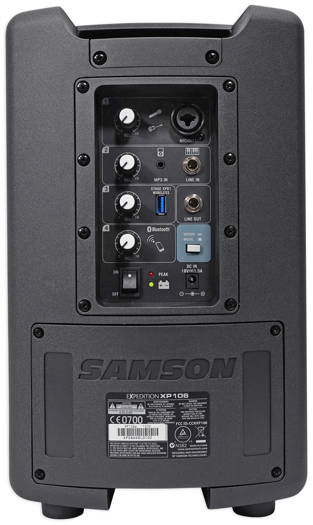 SAMSON XP106WDE 6" Rechargeable Bluetooth PA DJ Speaker+Stands+Headset+Mic+Case