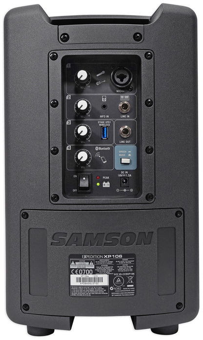 SAMSON XP106WDE 6" Rechargeable Bluetooth PA DJ Speaker+Stands+Headset+Mic+Case