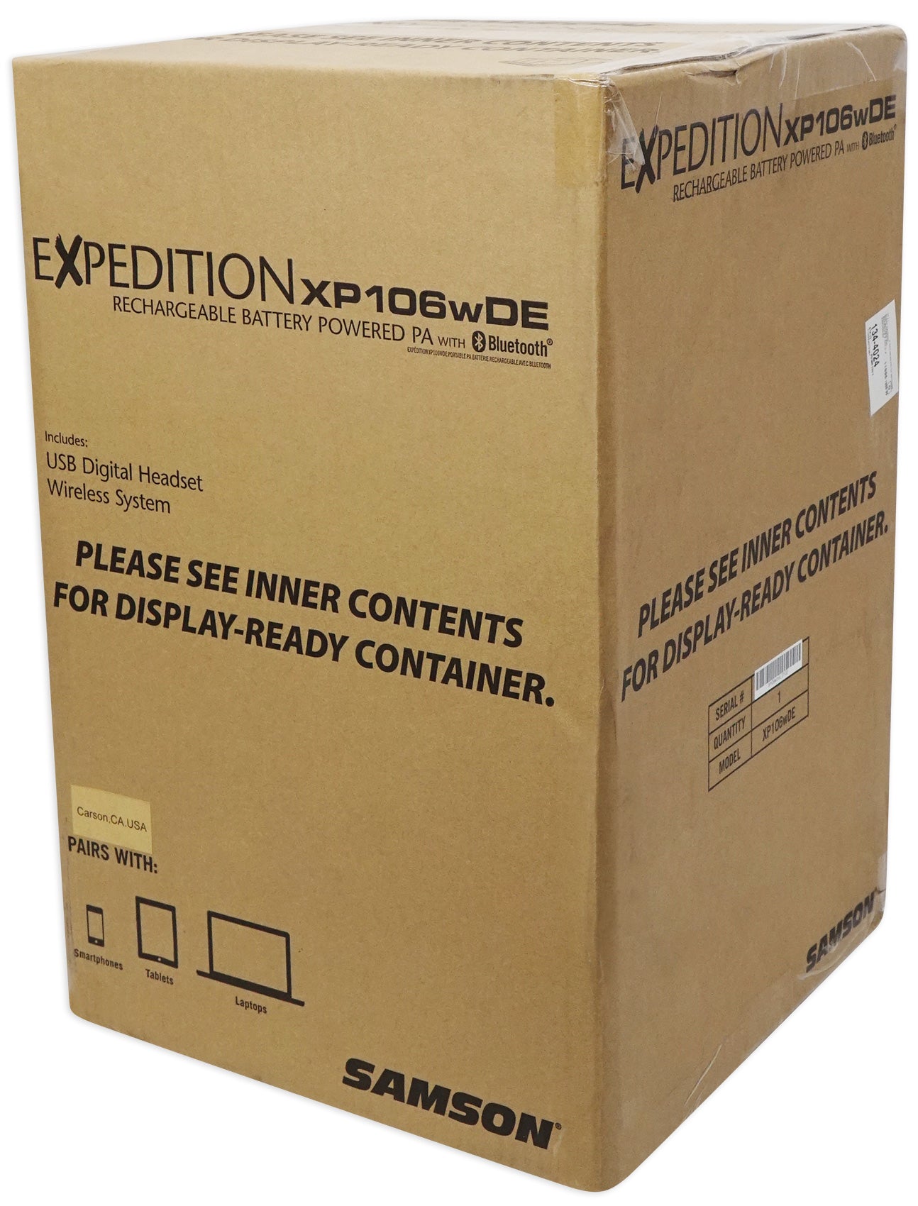 SAMSON XP106WDE 6" Rechargeable Bluetooth PA DJ Speaker+Stands+Headset+Mic+Case