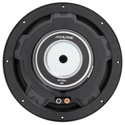 Alpine W12S4 12" 750 Watt 4-Ohm Car Audio Subwoofer + Sealed Sub Box Enclosure
