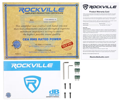 dB45 4-Channel Amplifier + 4 AWG 4-Channel Kit Bundle
