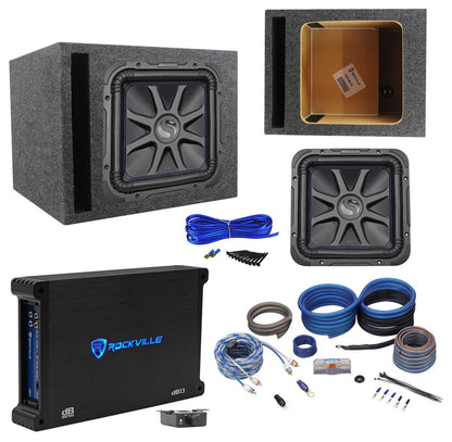 Kicker L7S124 12" Solobaric L7S Car Sub+Vented Enclosure+750W Amplifier+Amp Kit