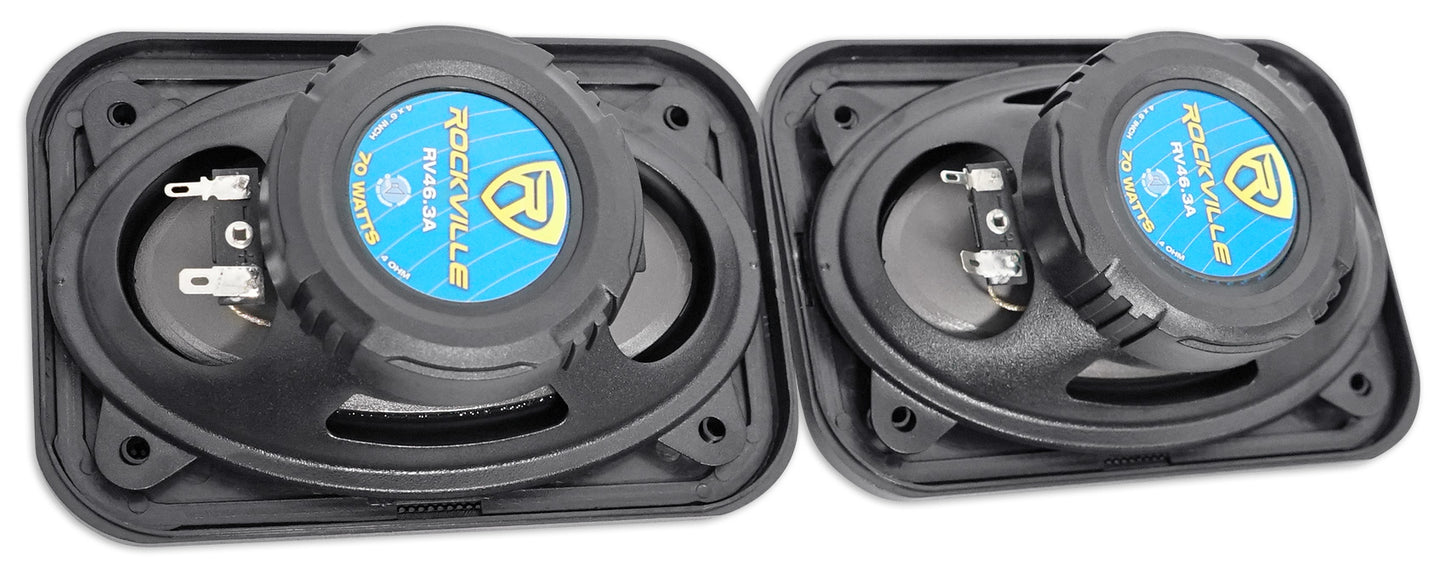 RV46.3A 4x6" Car Speakers 2-Pack + Jeep Wrangler Brackets & 50' Wire Bundle