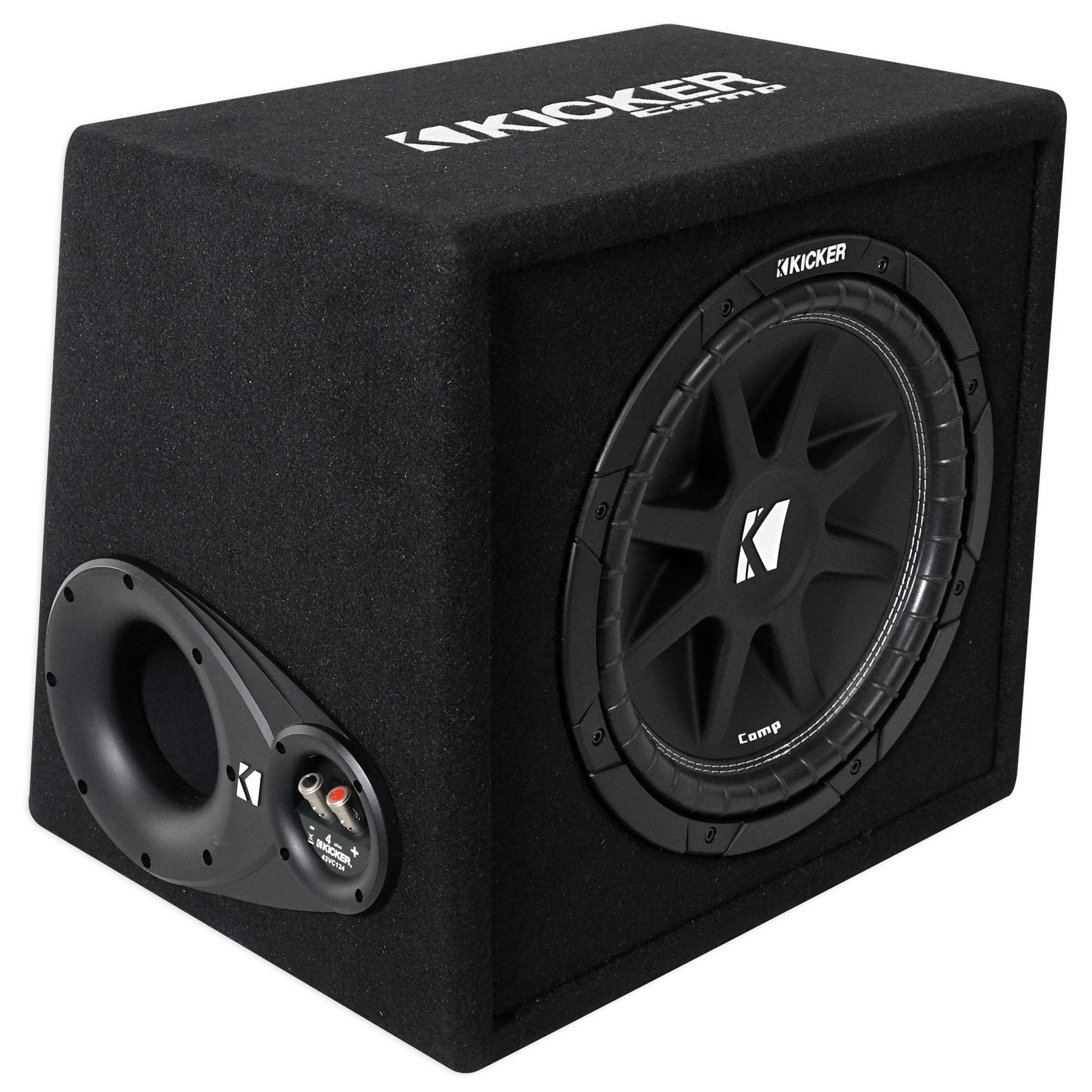 KICKER 43VC124 Comp 12" Subwoofer In Vented Sub Box Enclosure+Amplifier+Amp Kit