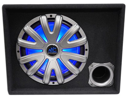 NYC Acoustics NSE12L 12" 1200w Powered Car Subwoofer/Sub Enclosure+LED+Amp Kit